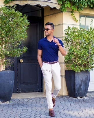 Welche Slipper mit Quasten mit dunkelblauen Polohemdes zu tragen – 69 Herren Outfits