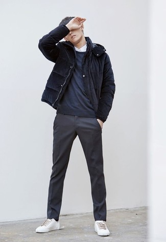 Dunkelblaue Daunenjacke kombinieren – 149 Herren Outfits