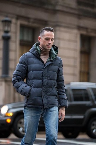 Dunkelblaue Daunenjacke kombinieren – 149 Herren Outfits