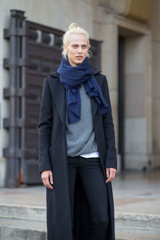 Dunkelblauen Schal kombinieren – 103 Damen Outfits