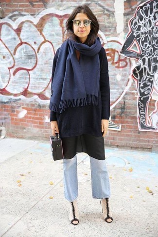Dunkelblauen Schal kombinieren – 103 Damen Outfits