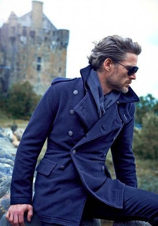 Dunkelblauen Schal kombinieren – 705+ Herren Outfits