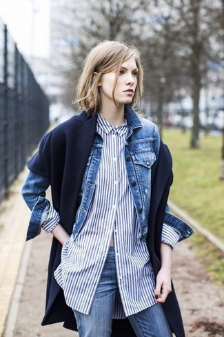 Dunkelblauen Schal kombinieren – 103 Damen Outfits