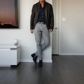 Welche Chinohosen mit dunkelblauen Kurzarmhemdes zu tragen – 488 Herren Outfits