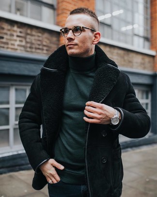 Welche Lammfelljacken mit dunkelblauer enger Jeans zu tragen – 29 Herren Outfits