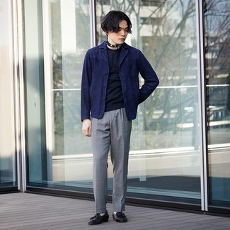 Dunkelblaue Shirtjacke aus Wildleder kombinieren – 21 Herren Outfits