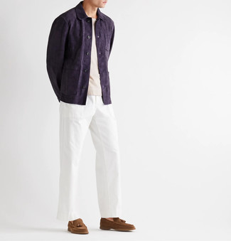 Dunkelblaue Shirtjacke aus Wildleder kombinieren – 21 Herren Outfits