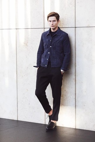 Dunkelblaue Shirtjacke aus Wildleder kombinieren – 21 Herren Outfits