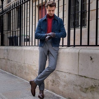 Dunkelblaue Shirtjacke aus Wildleder kombinieren – 21 Herren Outfits