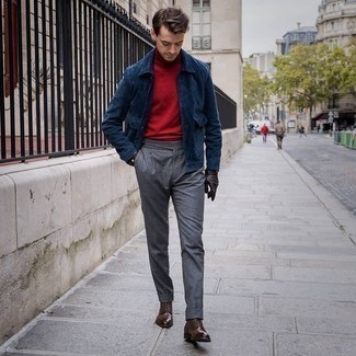 Dunkelblaue Shirtjacke aus Wildleder kombinieren – 21 Herren Outfits