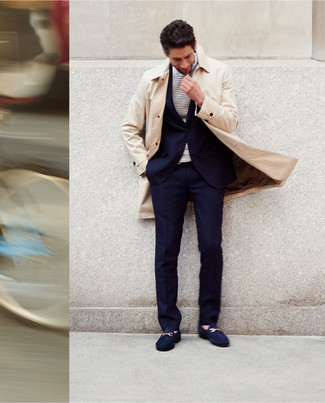 Welche Slipper mit dunkelblauen Anzuges zu tragen – 807+ Herren Outfits