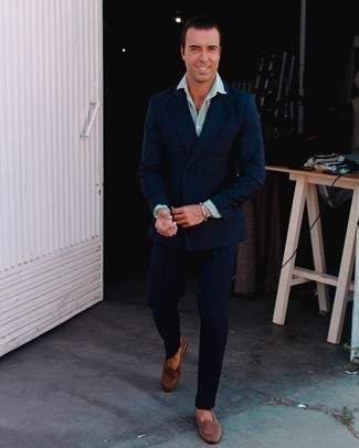 40 Jährige: Welche Slipper mit dunkelblauen Anzuges zu tragen – 56 Herren Outfits
