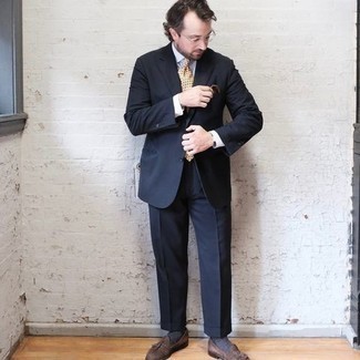 40 Jährige: Welche Slipper mit dunkelblauen Anzuges zu tragen – 56 Herren Outfits