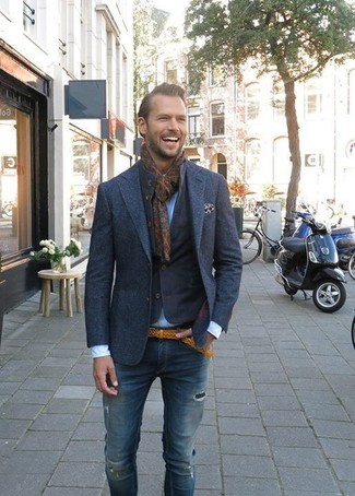 Dunkelblaues Wollsakko kombinieren – 430 Herren Outfits