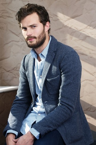 Dunkelblaues Wollsakko kombinieren – 430 Herren Outfits