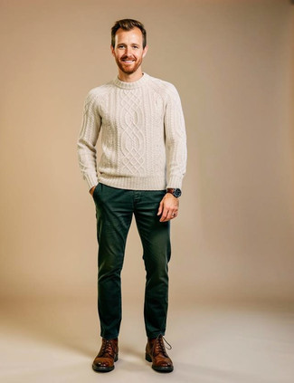 Welche Strickpullover mit olivgrüner Chinohose zu tragen – 23 Herren Outfits