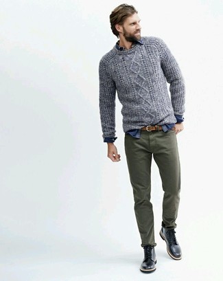 Welche Strickpullover mit olivgrüner Chinohose zu tragen – 23 Herren Outfits