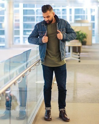 Olivgrünes T-shirt mit einer Knopfleiste kombinieren – 35 Herren Outfits