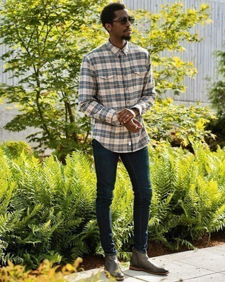 Olivgrüne Chelsea Boots aus Leder kombinieren – 13 Herren Outfits