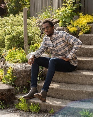 Olivgrüne Chelsea Boots aus Leder kombinieren – 13 Herren Outfits