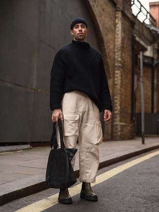 Olivgrüne Chelsea Boots aus Leder kombinieren – 13 Herren Outfits