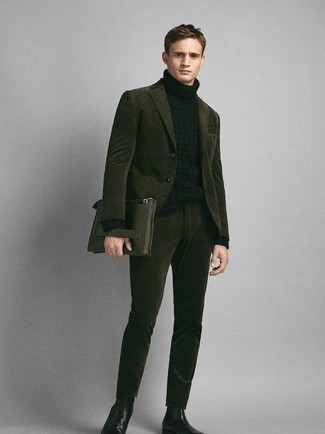 Olivgrüne Chelsea Boots aus Leder kombinieren – 13 Herren Outfits