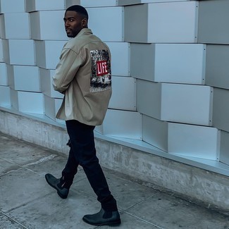 Olivgrüne Chelsea Boots aus Leder kombinieren – 13 Herren Outfits