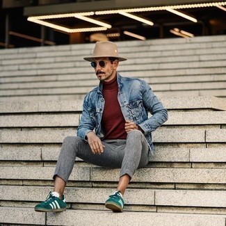 Welche Rollkragenpullover mit olivgrüner niedriger Sneakers zu tragen – 17 Herren Outfits