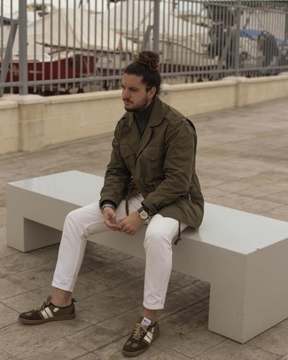 Welche Rollkragenpullover mit olivgrüner niedriger Sneakers zu tragen – 17 Herren Outfits