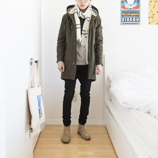 Welche Sweatshirts mit olivgrünen Parka zu tragen – 13 Herren Outfits