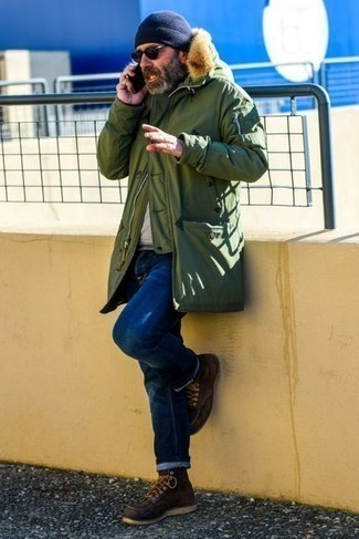 Welche Sweatshirts mit olivgrünen Parka zu tragen – 13 Herren Outfits