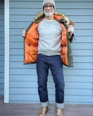 Welche Sweatshirts mit olivgrünen Parka zu tragen – 13 Herren Outfits