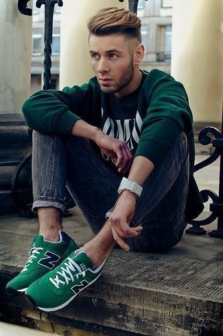 Olivgrünen bedruckten Pullover kombinieren – 73 Herren Outfits