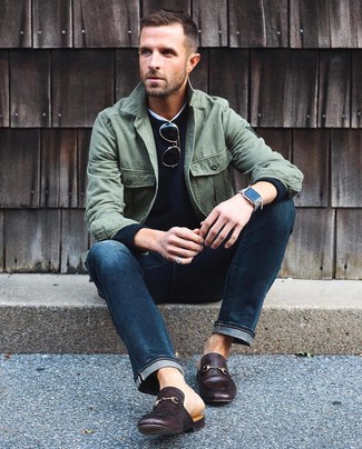 Welche Jeans mit olivgrüner Shirtjacke zu tragen – 439 Herren Outfits