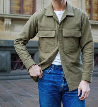 Welche Jeans mit olivgrüner Shirtjacke zu tragen – 439 Herren Outfits
