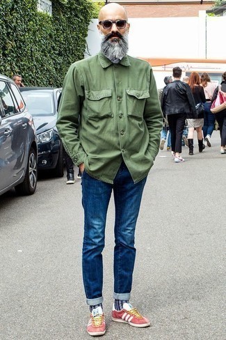 Welche Jeans mit olivgrüner Shirtjacke zu tragen – 439 Herren Outfits