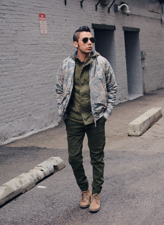 Olivgrüne Windjacke kombinieren – 114 Herren Outfits