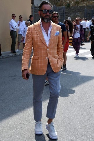 Orange Jacke mit Karomuster kombinieren – 4 Sommer Herren Outfits