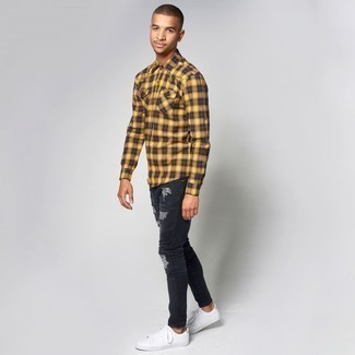 Orange Flanell Langarmhemd kombinieren – 17 Herren Outfits