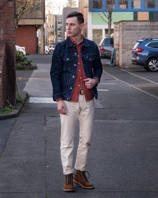 Welche Freizeitstiefel mit orange Langarmhemdes zu tragen – 17 Herren Outfits