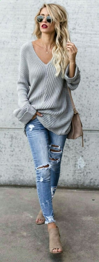 grauer Oversize Pullover von JW Anderson