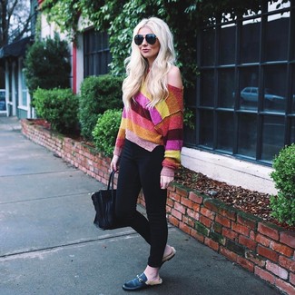 mehrfarbiger horizontal gestreifter Oversize Pullover von Vero Moda