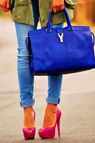 blaue Shopper Tasche aus Leder von MCM