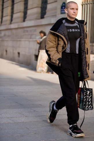 schwarze bedruckte Shopper Tasche aus Leder von Fendi