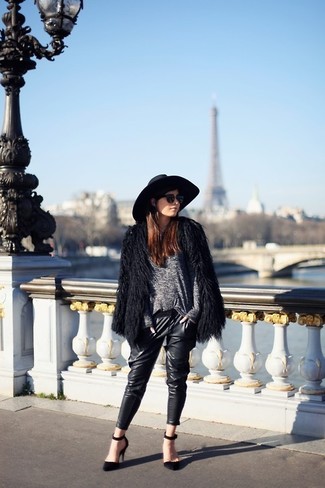 schwarze enge Hose aus Leder von Givenchy