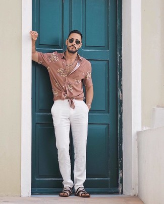 Rosa Kurzarmhemd mit Blumenmuster kombinieren – 23 Herren Outfits