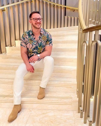 Rosa Kurzarmhemd mit Blumenmuster kombinieren – 23 Herren Outfits
