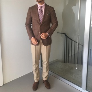 Rosa bedruckte Krawatte kombinieren – 21 Herren Outfits