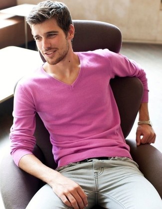 Rosa Pullover kombinieren – 232 Frühling Herren Outfits