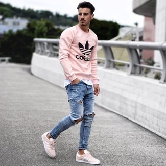 Rosa Pullover kombinieren – 232 Frühling Herren Outfits